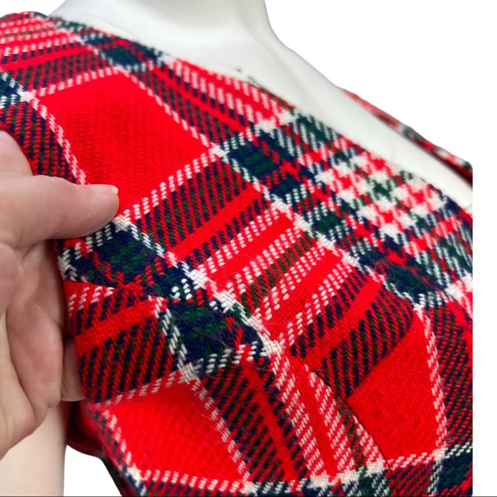 VTG Late 60's/Early 70's Handmade Plaid V Neck Mini Dress - Picture 7 of 10